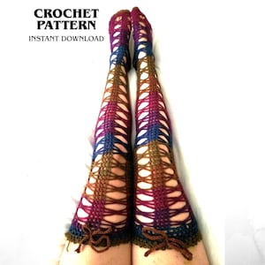 Knee High Socks Crochet Pattern Long Boot Leg Warmers, Over the Knee Stockings, Thigh High Crochet Lingerie DIY