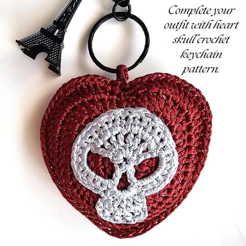 Patrón PDF de top halter de crochet con calavera gótica / Top corto grunge para festivales con motivo de esqueleto / Tutorial en vídeo de bralette de bruja para Halloween imagen 9