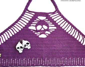 Alternative Rave Crochet Crop Top Pattern PDF – Dark Clubwear Halter Bralette, Festival Outfit DIY