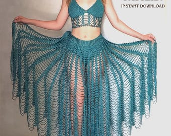 Crochet Maxi Skirt Pattern | Boho Beach Coverup for Women ~ Lace Sarong Pattern with Circle Skirt ~ Resort Wear ~ Festival Beachwear PDF