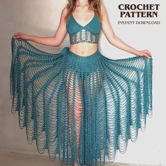 Crochet Maxi Skirt Pattern | Boho Beach Coverup for Women ~ Lace Sarong Pattern with Circle Skirt ~ Resort Wear ~ Festival Beachwear PDF