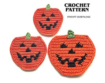 Pumpkin Crochet Coaster Pattern, Halloween Mug Rug, Farmhouse Harvest Fall Decoration Pattern PDF