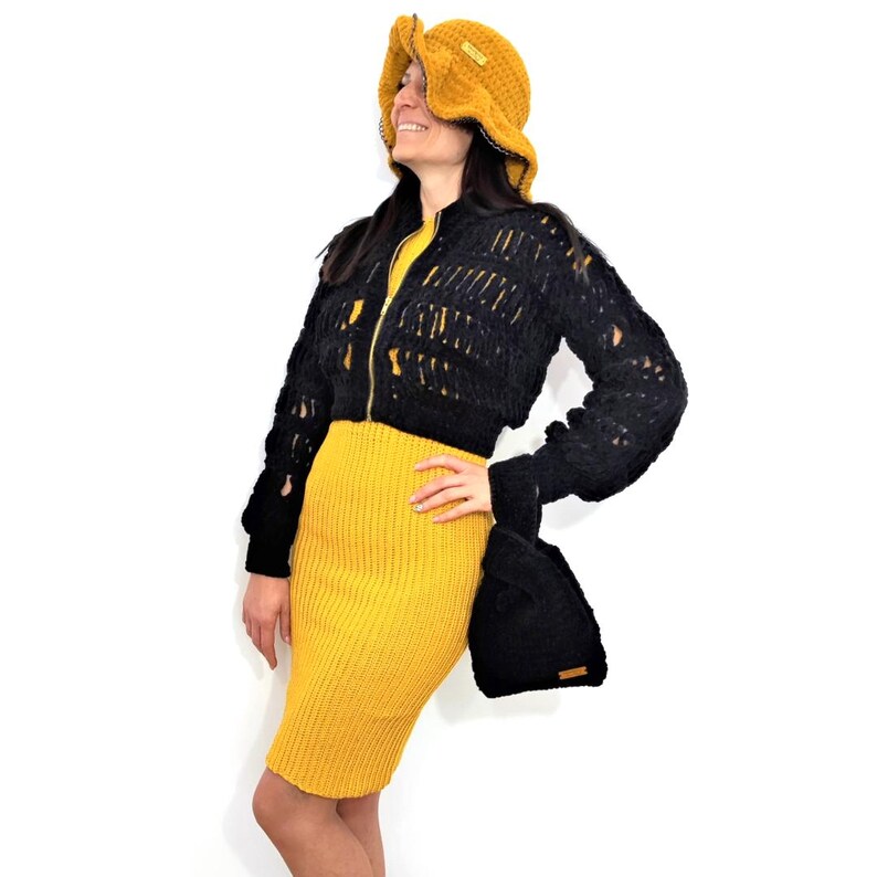 Einfaches geripptes Häkelmuster für Pullover Kleid PDF, Anfänger Kurzes Kleid Maßanfertigung, Gemütliches Langarm Bodycon Winter Häkelanleitung Bild 18
