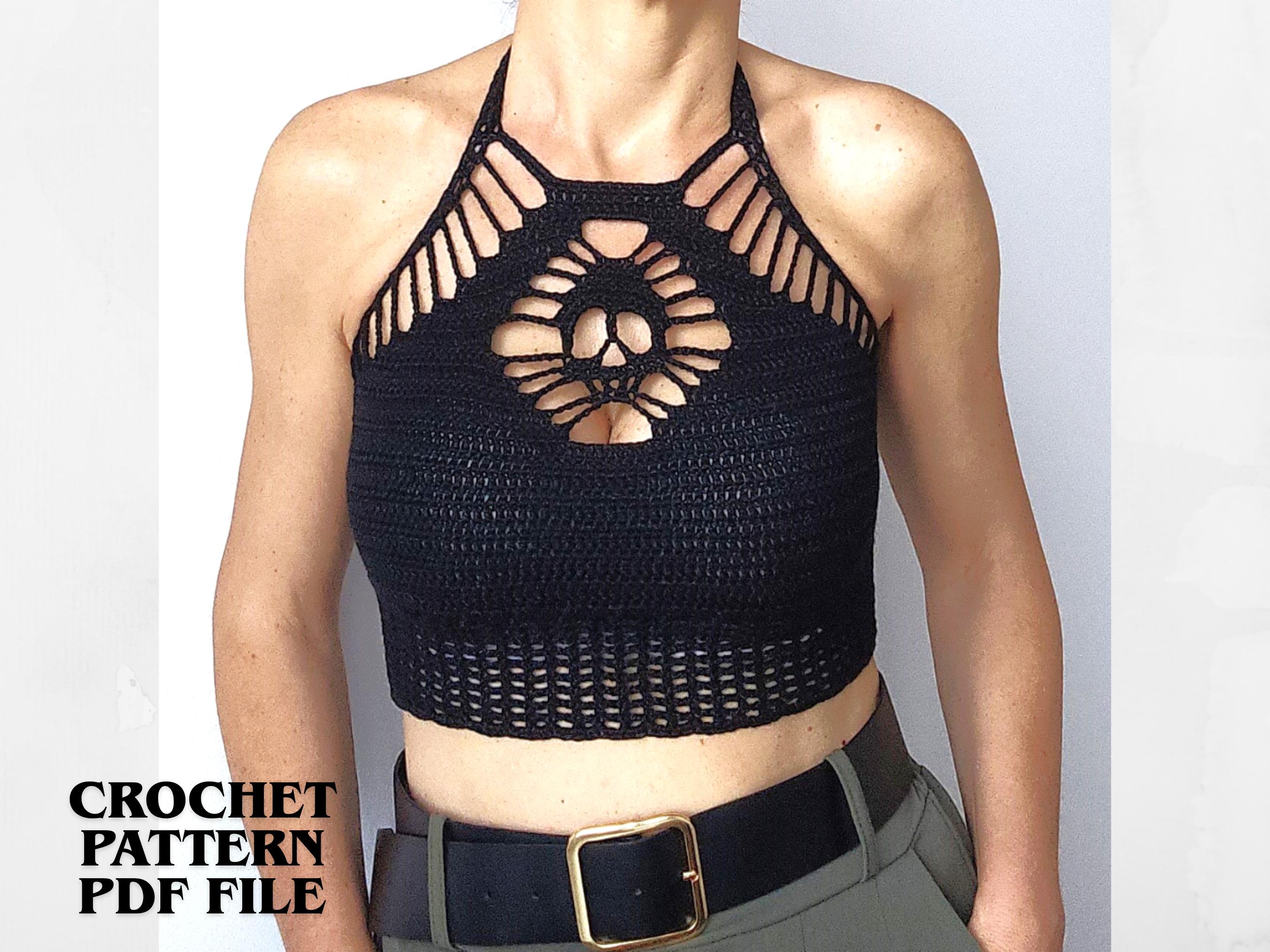 30 Witchy Crochet Patterns for Spooky, Celestial, and Gothic Makes 15 Skull Crochet Halter Crop Top Pattern