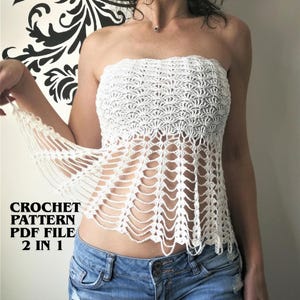 Sheer Crochet Top Pattern PDF, Halloween Spider Corset Top, Off Shoulder Top, Summer Festival Clothes, Boho Strapless Tube Top