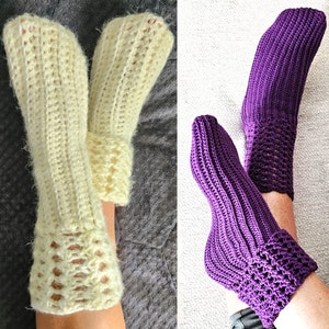 Cute Easy Crochet Cozy Socks Pattern, House Slippers, Leg Warmers image 1