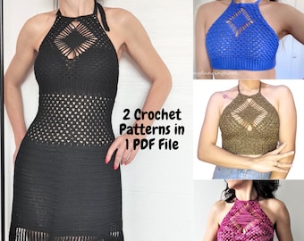 Goth Crochet Dress Pattern Backless Tiered Back, Sexy Sun Dress, Grunge, Beach Wedding, Crochet Top