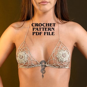 Crochet Bra Pattern, Extreme Bikini Bralette Lingerie Pattern, PDF File, Micro String Bikini, Spider Web Top, DIY Gift