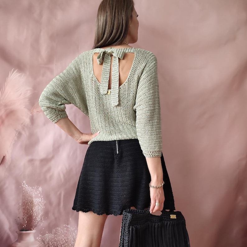 Crochet Sweater Pattern Open Back Tie Top Batwing Sleeves PDF crochet-sweater-pattern-open-back-tie-top-batwing-sleeves-pdf