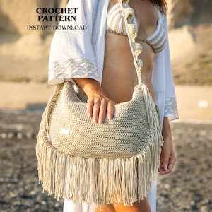 Patroon gehaakte crossbodytas, gemakkelijke schoudertas met ritssluiting, dagelijkse hobo-portemonnee DIY, pdf-patroon voor beginners