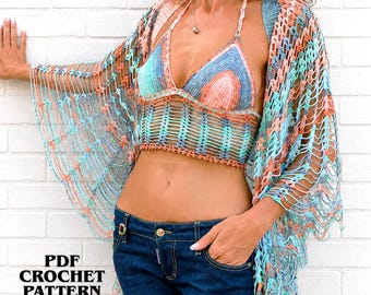 Crochet Bralette Pattern, Fairycore Halter Top, Beach Crop Top, Summer Clothes PDF Pattern