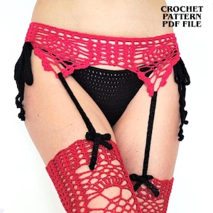PDF Crochet Pattern Lingerie Garter Belt For Thigh High Socks, Sexy DIY Underwear Crochet Gift, Women Crochet Pattern Instant Download