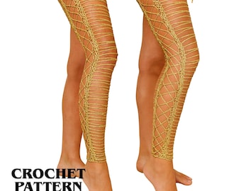 Häkelmuster, Lace-Up Overknee, Sexy Festival Beinwärmer, Rave Outfit Strümpfe, Unterwäsche Muster PDF