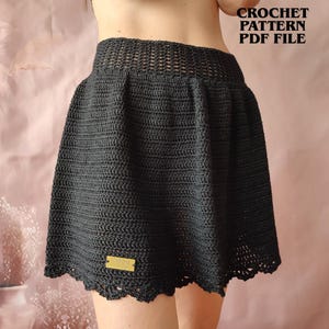 Patrón de falda de crochet: minifalda o maxifalda de cintura alta, estilo gótico, estilo bohemio para festivales, falda de crochet plisada o midi (PDF)