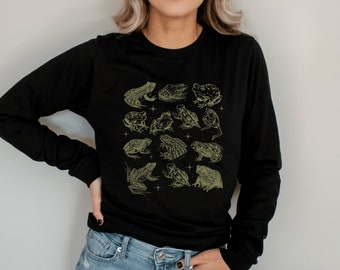 Camisa sapo camisa de manga longa goblincore camisa de manga comprida goblincore roupas academia escura camisa goblincore roupas cottage núcleo camisa