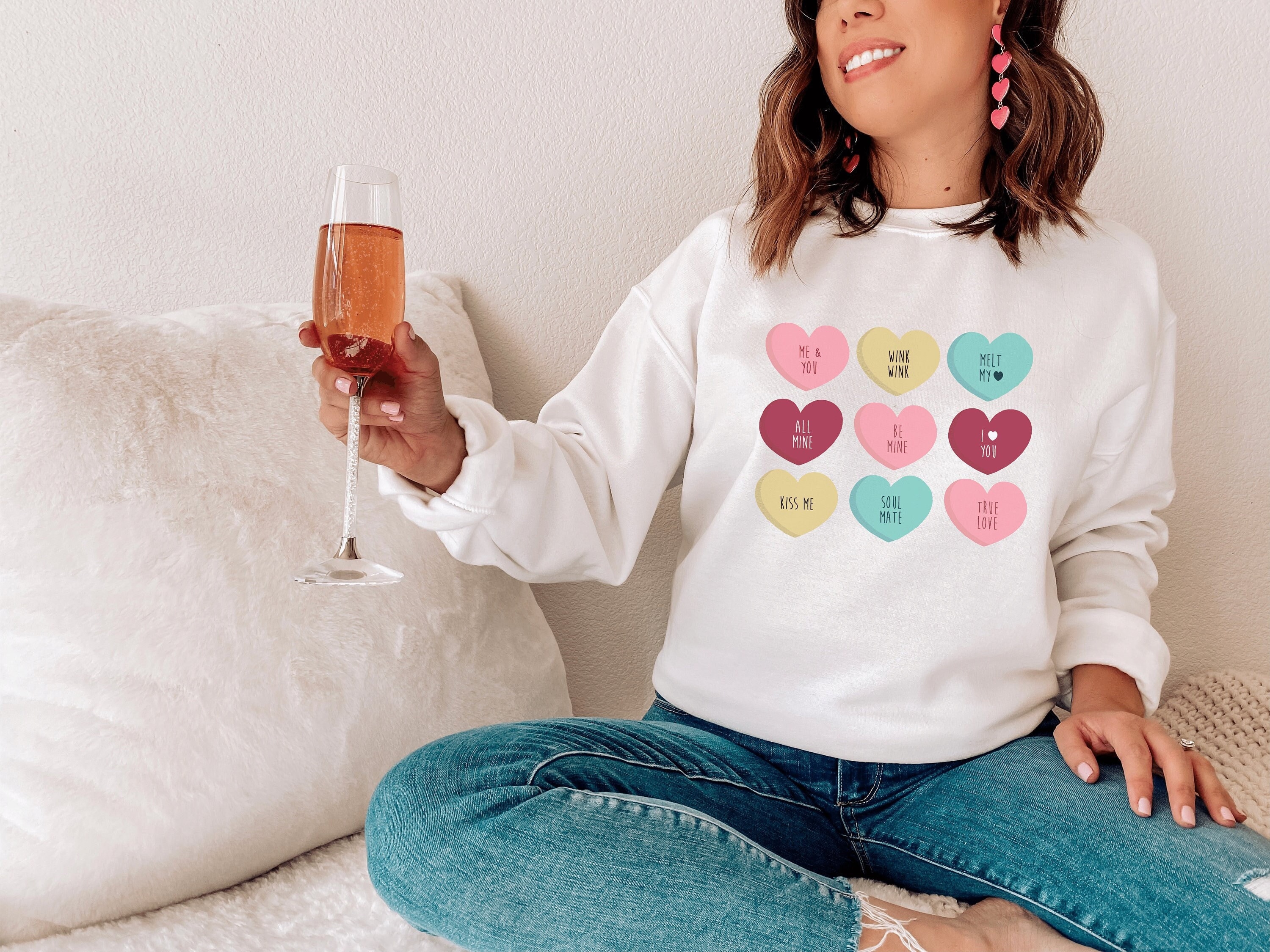 Conversation Hearts Sweatshirt Candy Hearts Sweater Valentine - Etsy