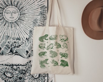 Frog Shopping Tote Bag Aesthetic Frog Bag Frog Tote Bag Kawaii Frog Kawaii Tote Bag Man I Love Frogs Cottage Core Tote Bag Goblin Core Tote