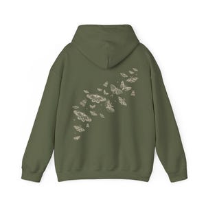 Moth Hoodie Moth Shirt Dark Cottage Core Clothes Whimsigoth Hoodie Moths Shirt Cottagecore Goblincore Luna Moth Goblincore Shirt Insect Military Green