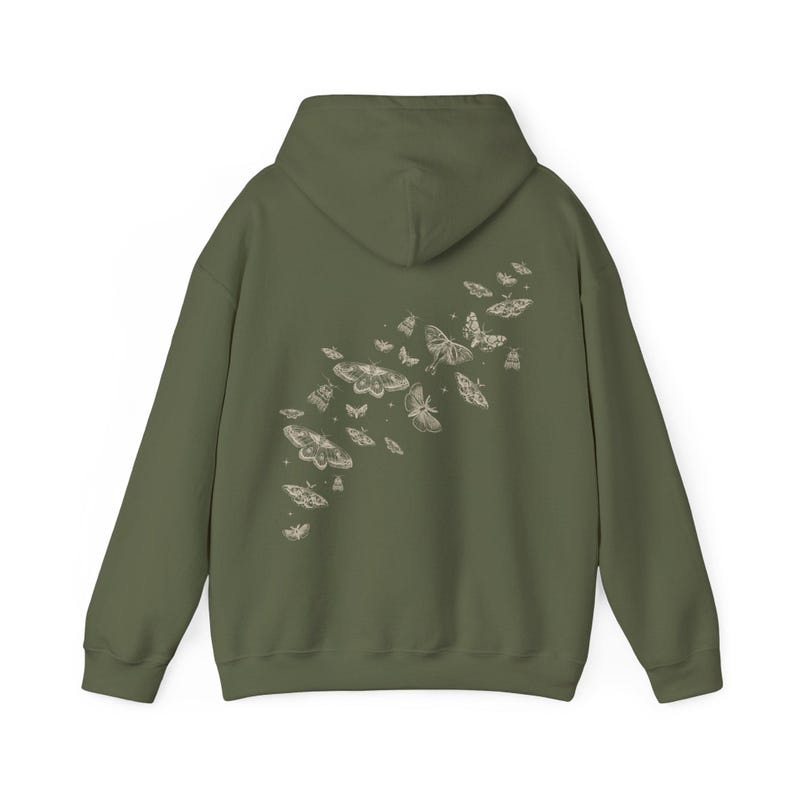 Moth Hoodie Moth Shirt Dark Cottage Core Clothes Whimsigoth Hoodie Moths Shirt Cottagecore Goblincore Luna Moth Goblincore Shirt Insect Military Green