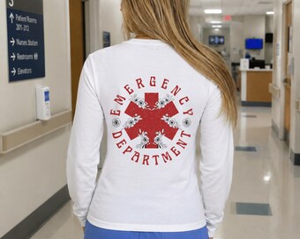 Emergency Department Long Sleeve Shirt Er Long Sleeve TShirt Er Nurse Long Sleeve Shirt Floral Er Nurse Shirt Emergency Room Shirt Emergency