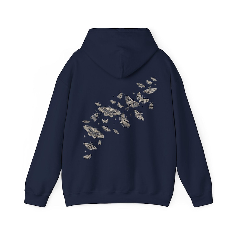 Moth Hoodie Moth Shirt Dark Cottage Core Clothes Whimsigoth Hoodie Moths Shirt Cottagecore Goblincore Luna Moth Goblincore Shirt Insect Navy