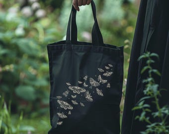 Moth Tote Bag Bug Bag Whimsigoth Bag Goth Bag Insect Tote Bag Luna Moth Bag Dark Cottage Core Tote Bag Cottagecore Forestcore Bag Goblincore