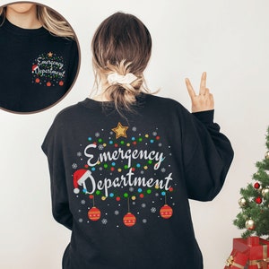 Emergency Department Christmas Sweatshirt Emergency Nurse Christmas Sweater Christmas Emergency Department Sweatshirt Er Christmas Crew Neck