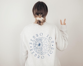 Sudadera de neurocirugía con cerebro y flores. Sudadera de enfermera de neurocirugía. Sudadera de enfermera de neurocirugía con cuello redondo. Camiseta de enfermera de neurocirugía.