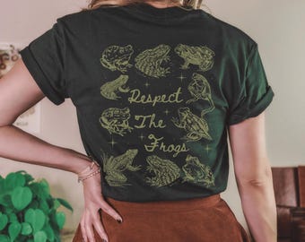 Frog Shirt Whimsigoth Clothing Respect The Frogs Shirt Goblin Core Clothes Goblincore Clothing Cottage Core Dark Academia Shirt Plus Size