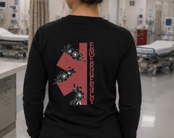 Floral Emergency Department Long Sleeve Shirt Er Long Sleeve TShirt Er Nurse Long Sleeve Shirt Er Nurse Shirt Emergency Room Shirt Emergency