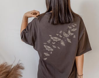 Moth Shirt Moths Shirt Dark Cottage Core Clothes Whimsigoth Clothing Cottagecore Goblincore Luna Moth Goblincore Shirt Insect Shirt Plus