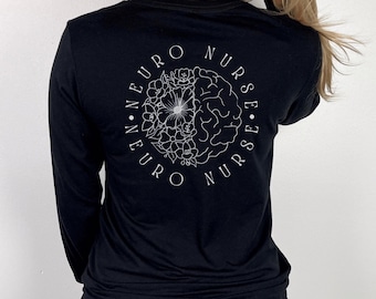 Maglietta per infermiere neurologico Maglietta a maniche lunghe per infermiere neurologico Maglietta per infermiere di terapia intensiva neurologica Maglietta per infermiere specializzato in ictus neurologico Maglietta per infermiere di neurologia Maglietta per infermiere Neuro Crew