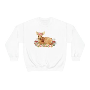 Coquette Sweater Dollcore Sweatshirt Princess Core Pullover Deer Sweatshirt Deer Sweater Cottagecore Sweater Coquette Clothing White