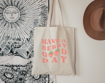 Strawberry Tote Bag Aesthetic Tote Bag Cute Tote Bags Cute Tote Bag Kawaii Tote Bag Strawberry Grocery Tote Trendy Tote Bag Fruit Bag