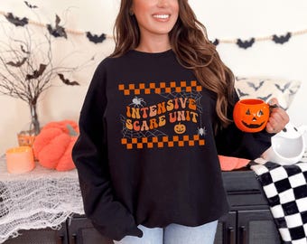 Icu Halloween Sweatshirt Intensive Scare Unit Icu Halloween Shirt Icu Nurse Sweatshirt Icu Sweater Halloween Intensive Care Unit Shirt Icu
