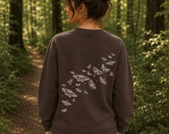 Moth Sweatshirt Moths Shirt Dark Cottage Core Clothes Whimsigoth Clothing Cottagecore Goblincore Luna Moth Insect Shirt Plus Size Clothes