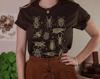 Beetle Shirt Insect Shirt Whimsigoth Clothing Cottagecore Dark Cottage Core Clothes Goblincore Shirt Plus Size Clothes Forest Core Forest