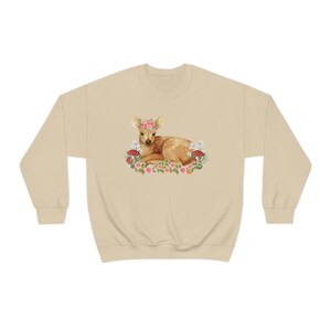Coquette Sweater Dollcore Sweatshirt Princess Core Pullover Deer Sweatshirt Deer Sweater Cottagecore Sweater Coquette Clothing Sand