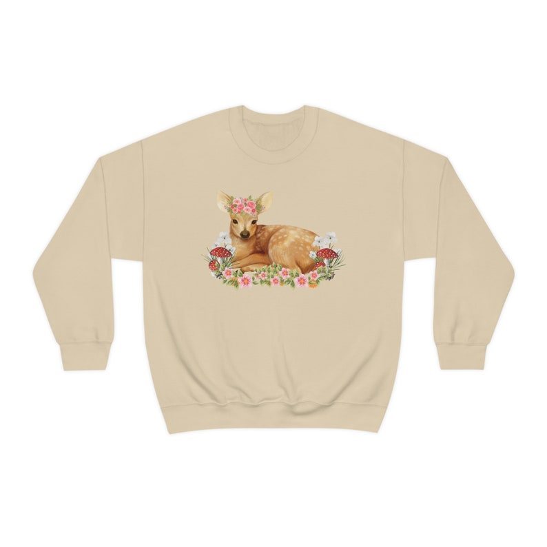 Coquette Sweater Dollcore Sweatshirt Princess Core Pullover Deer Sweatshirt Deer Sweater Cottagecore Sweater Coquette Clothing Sand