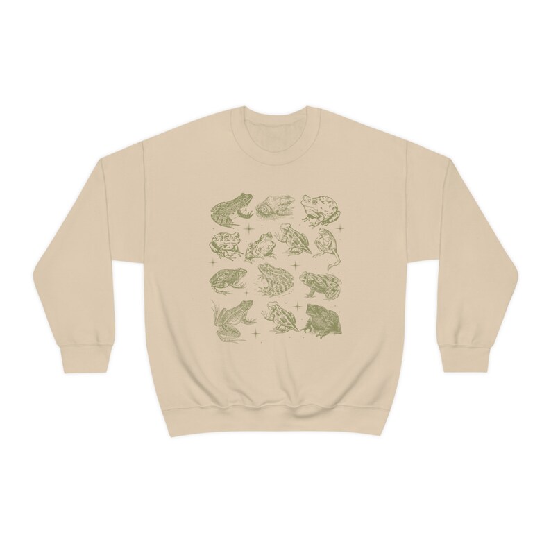 Frog Sweatshirt Frog Sweater Whimsigoth Clothing Cottage Core Sweatshirt Goblincore Sweater Man I Love Frogs Dark Academia Sweatshirt Dark Sand