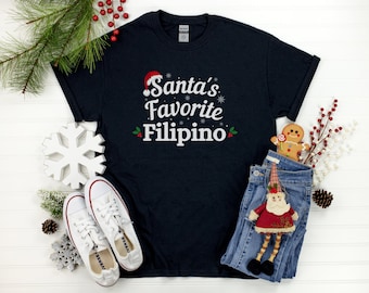 Santa&#39;s Favorite Filipino Christmas Shirt Philippines Christmas Sweater Pinoy Xmas Hoodie gift for Filipino Friend Maligayang Pasko
