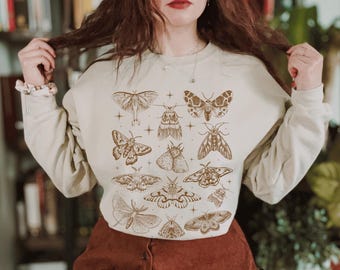 Moths Shirt Whimsigoth Clothing Luna Moth Sweatshirt Insect Shirt Goblincore Shirt Cottage Core Goblincore Clothing Goblin Core Clothes Dark