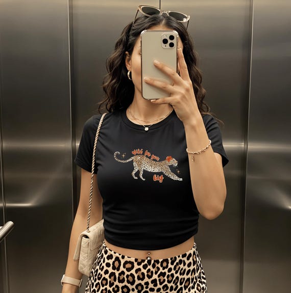 Leopard Black Sorority Big Little Baby Tee Wild Sorority Reveal