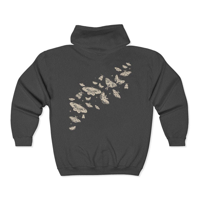 Moth Hoodie Cottage Core Zip Up Hoodie Whimsigoth Clothing Insect Hoodie Goblincore Shirt Luna Moth Shirt Forestcore Clothes Plus Size Zip Dark Heather