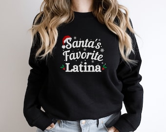Pull de Noël latina préféré du père Noël, pull de Noël moche latina, chemise de Noël latina, sweat-shirt latina, cadeau de Noël à capuche latina