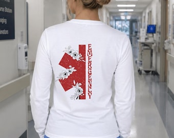 Emergency Department Long Sleeve Shirt Er Long Sleeve TShirt Floral Er Nurse Long Sleeve Shirt Er Nurse Shirt Emergency Room Shirt Emergency