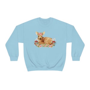 Coquette Sweater Dollcore Sweatshirt Princess Core Pullover Deer Sweatshirt Deer Sweater Cottagecore Sweater Coquette Clothing Light Blue