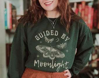 Moth Sweatshirt Moths Shirt Dark Cottage Core Clothes Whimsigoth Clothing Cottagecore Goblincore Sweatshirt Luna Moth Insect Shirt Plus Size