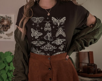 Moths Shirt Luna Moth Shirt Insect Shirt Goblin Core Clothes Goblincore Clothing Dark Cottagecore Whimsigoth Clothing Cottage Core Shirt