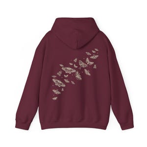 Moth Hoodie Moth Shirt Dark Cottage Core Clothes Whimsigoth Hoodie Moths Shirt Cottagecore Goblincore Luna Moth Goblincore Shirt Insect Maroon